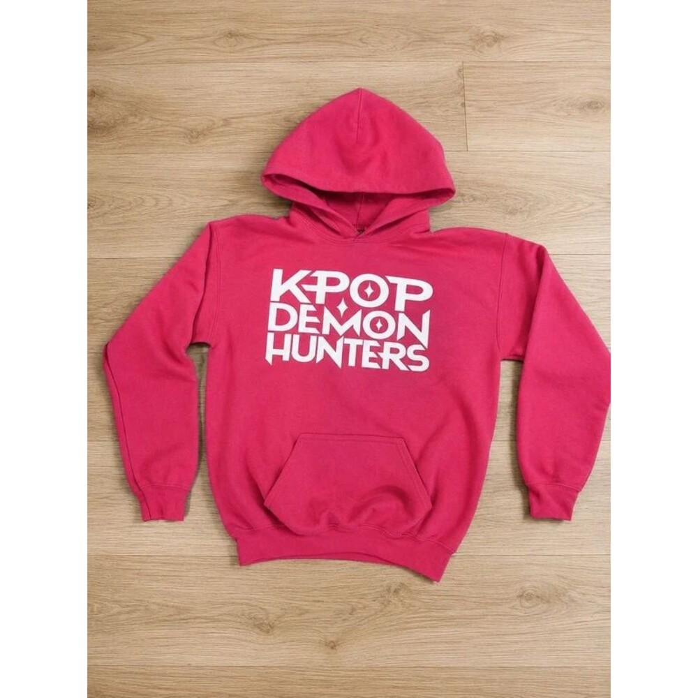KPop Demon Hunters Kids Pink Hoodie Size Large Official Licensed Sweatshirt